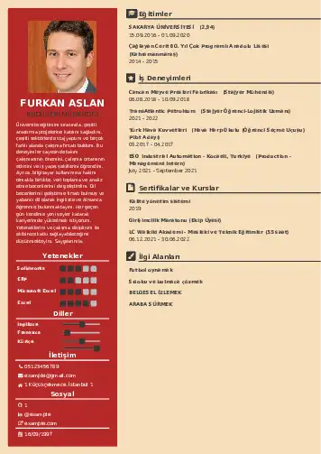 Endüstri Mühendisi CV Örnekleri cv indir